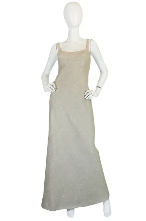 Late 1970s Pauline Trigere Heavy Linen Sculptural Dress