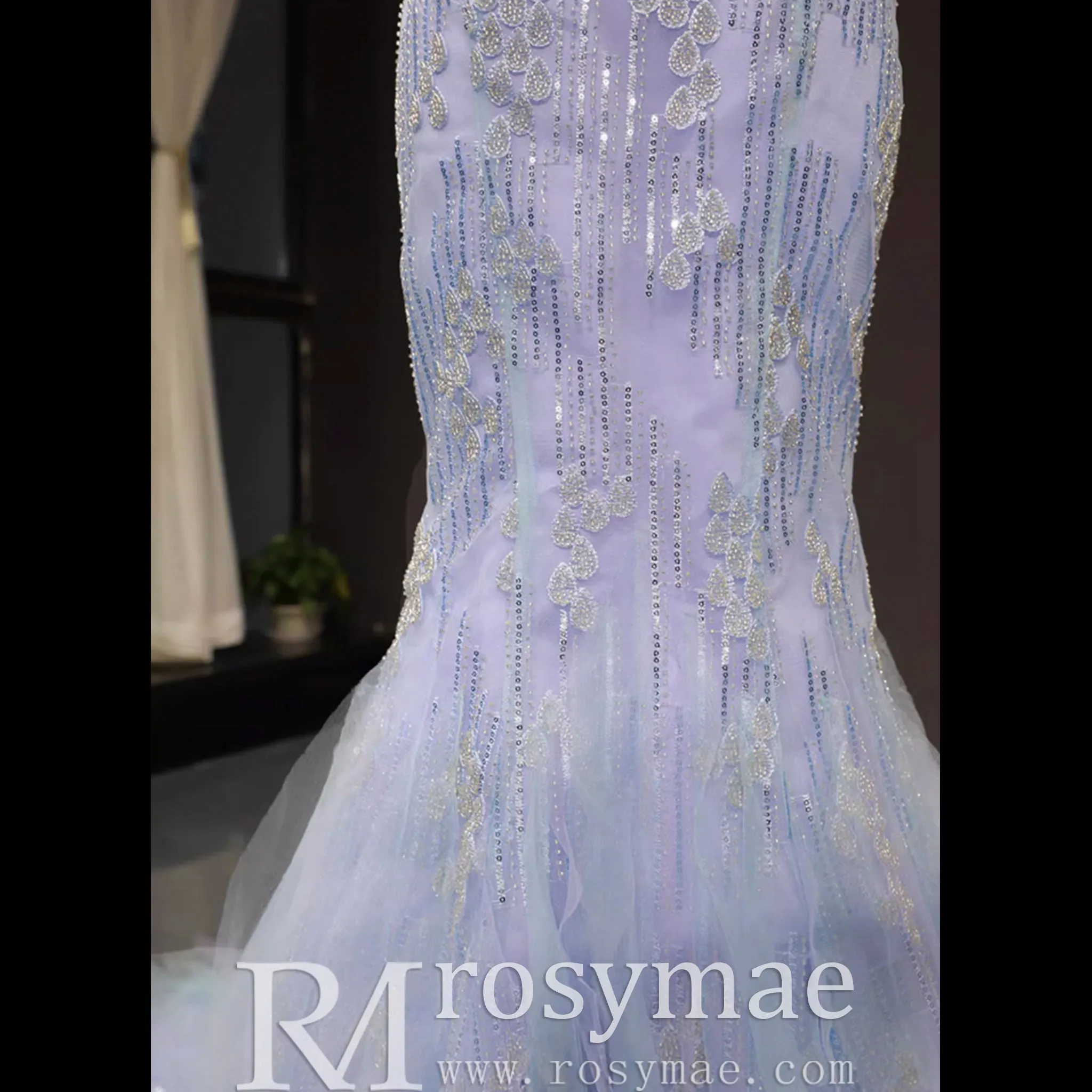 Latest Beading Sequined Wedding Dress V-Neck Vintage Mermaid Bridal Gown