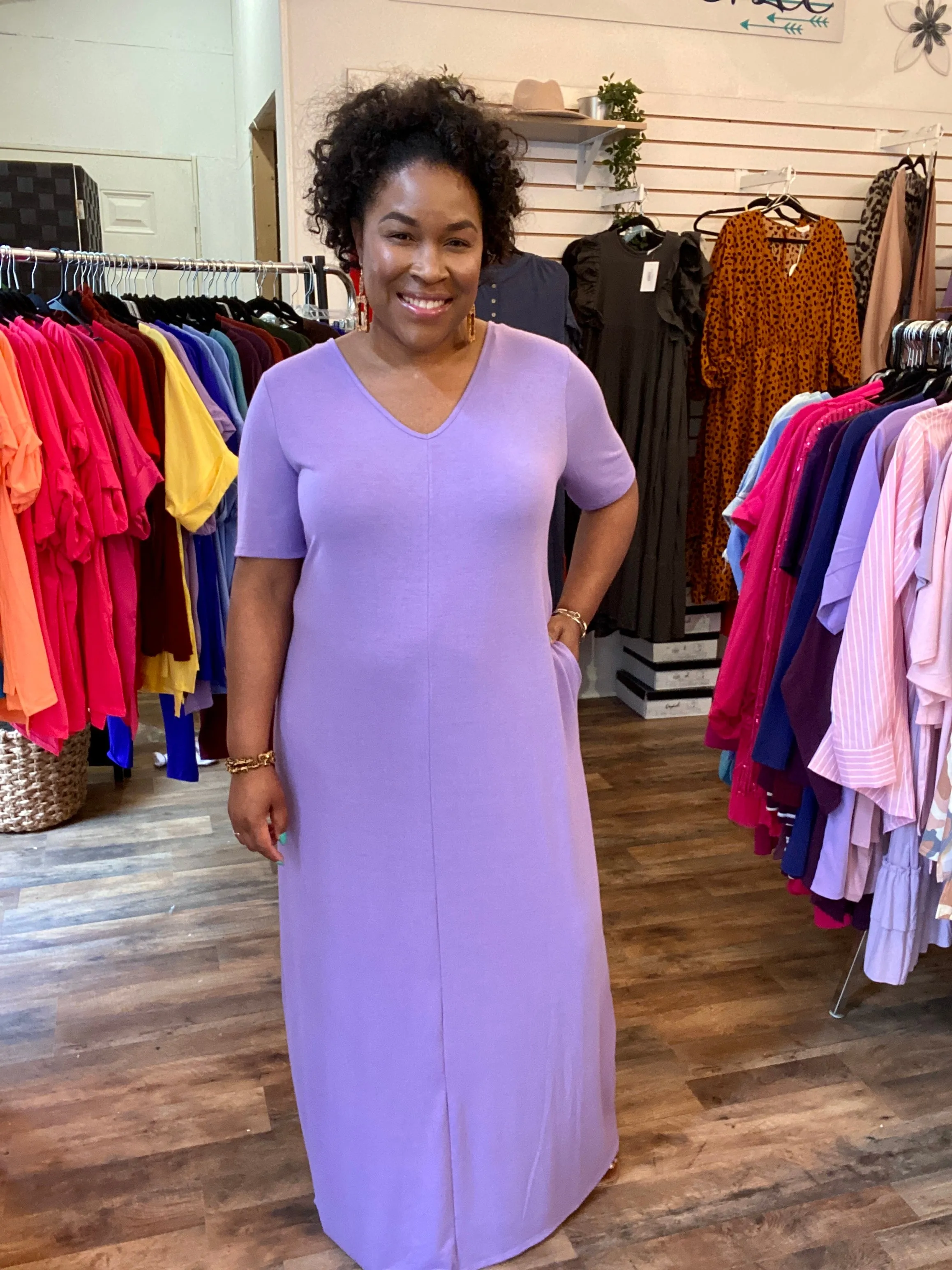 Lavender V-Neck Maxi