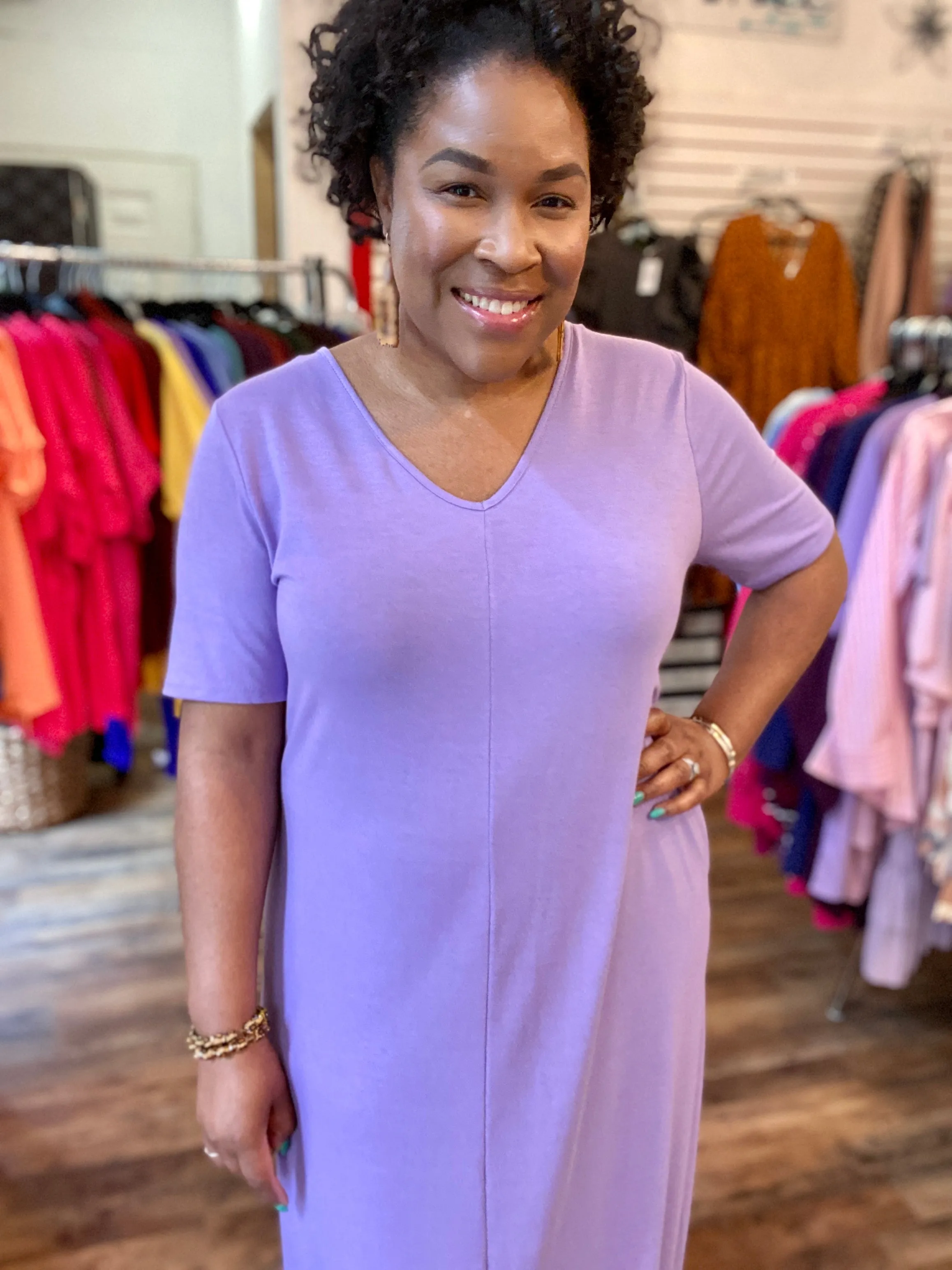 Lavender V-Neck Maxi