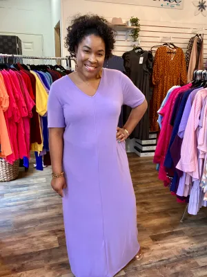 Lavender V-Neck Maxi
