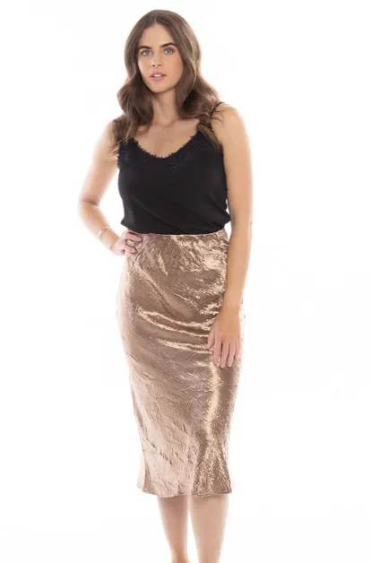 Leila   Luka Milan Bias Cut Skirt - Bronze