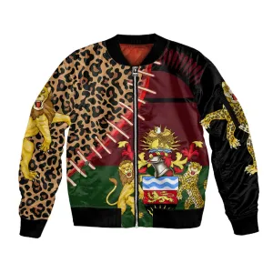 Leopard and Lion Malawi Sleeve Zip Bomber Jacket Unity and Freedom TS04