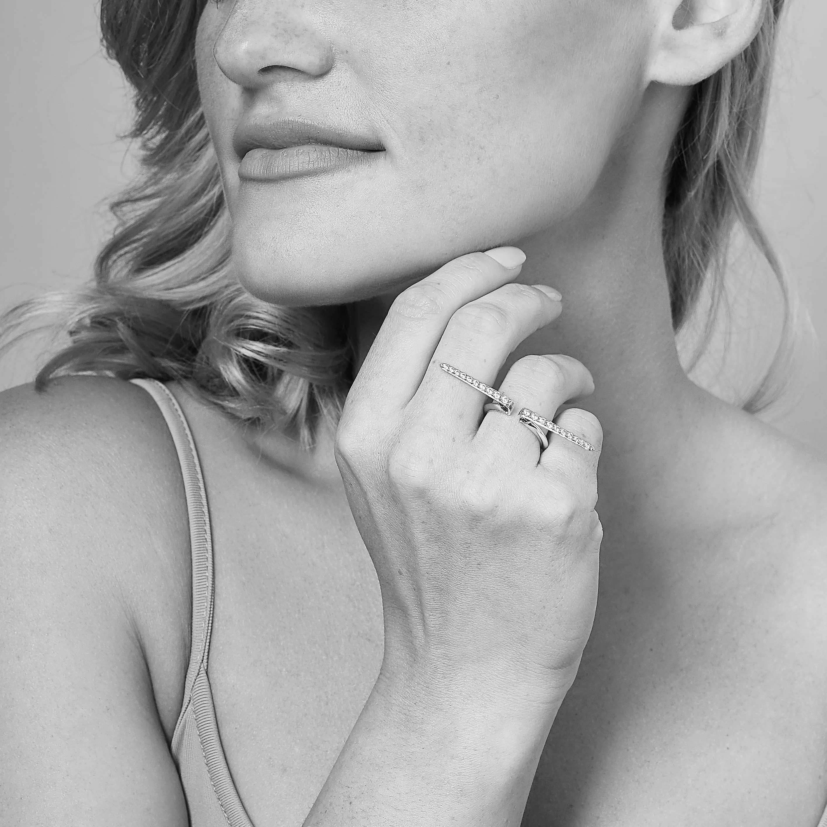 Linea Pavé Ring - 18K Gold Vermeil   CZ Noir