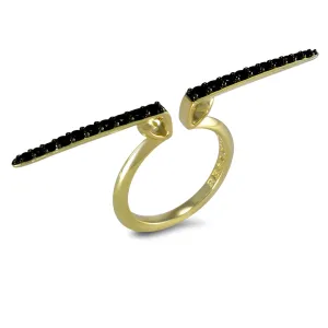 Linea Pavé Ring - 18K Gold Vermeil   CZ Noir