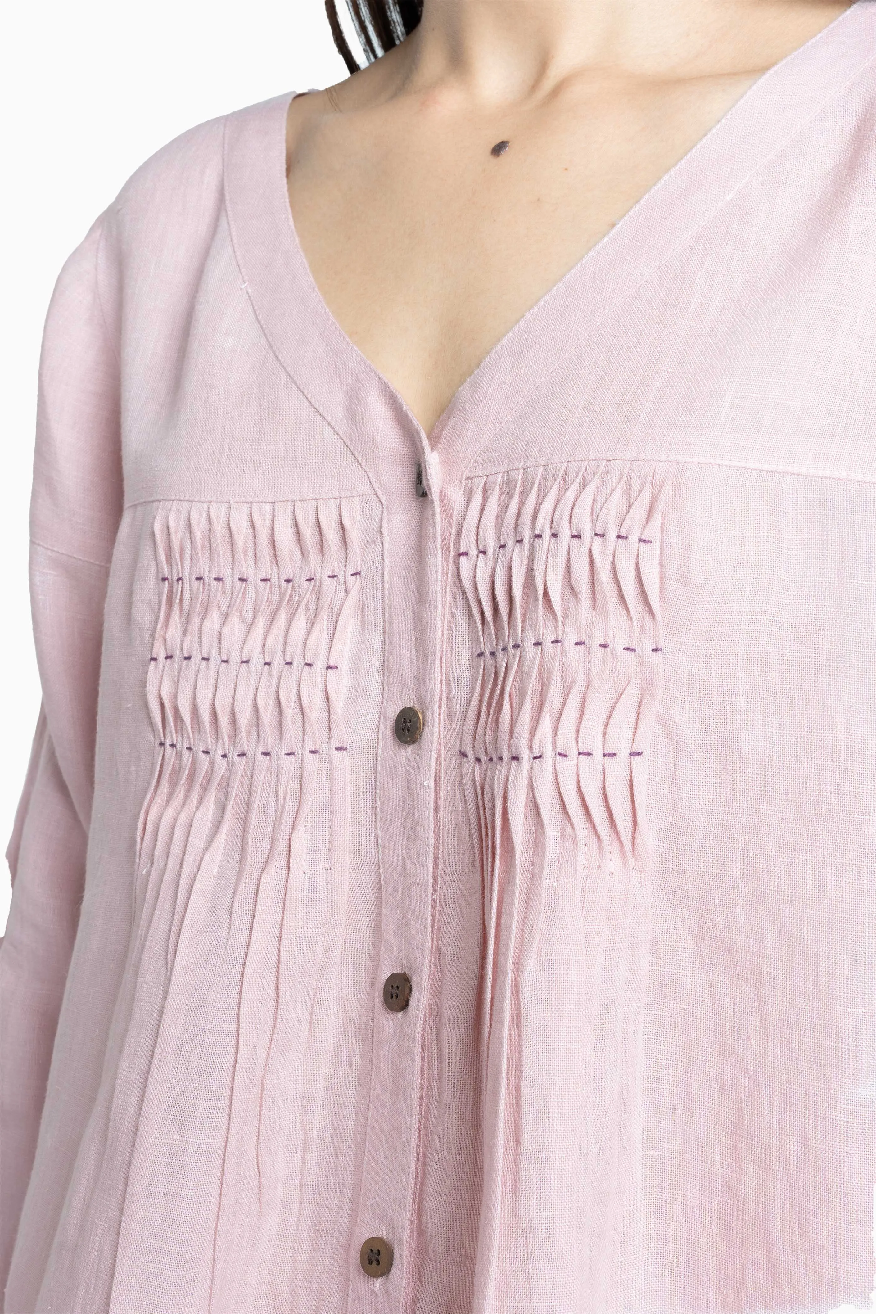 Linen Caprice Top-Brown Bean