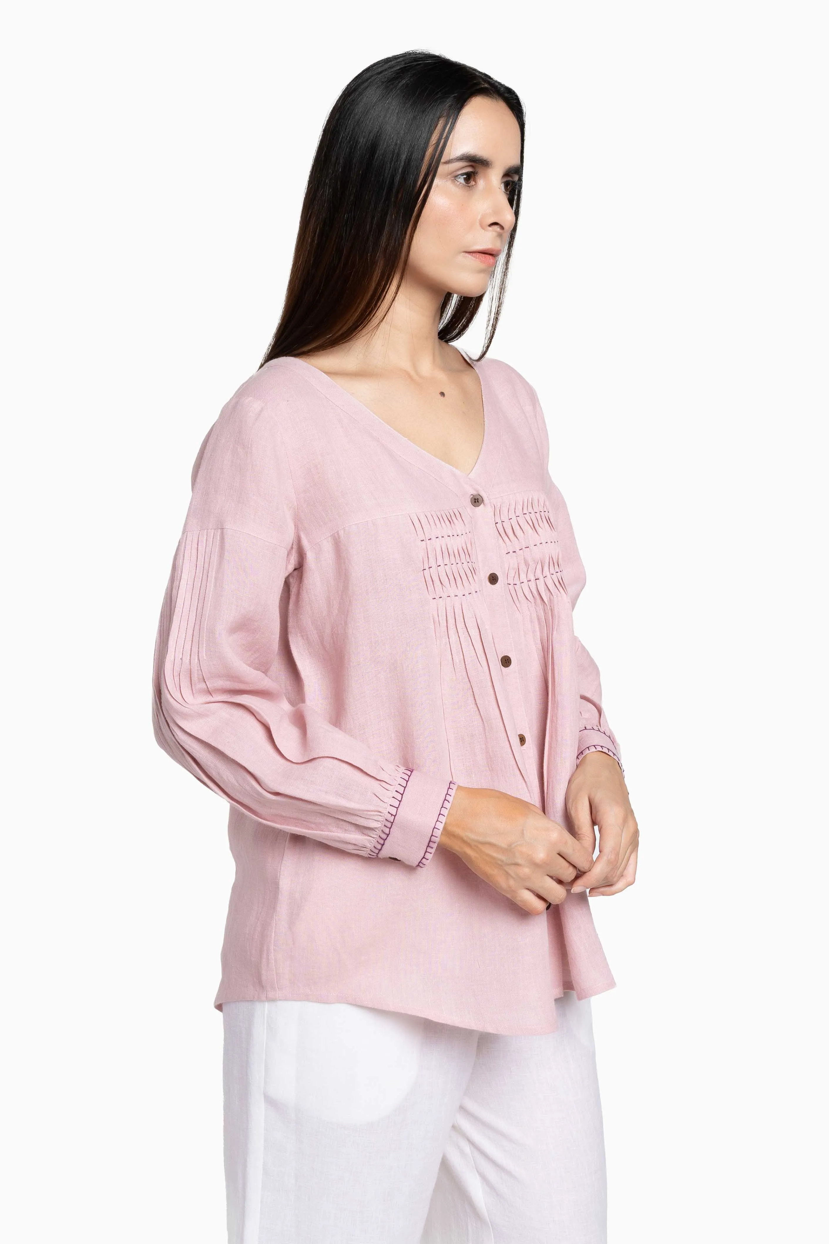 Linen Caprice Top-Brown Bean