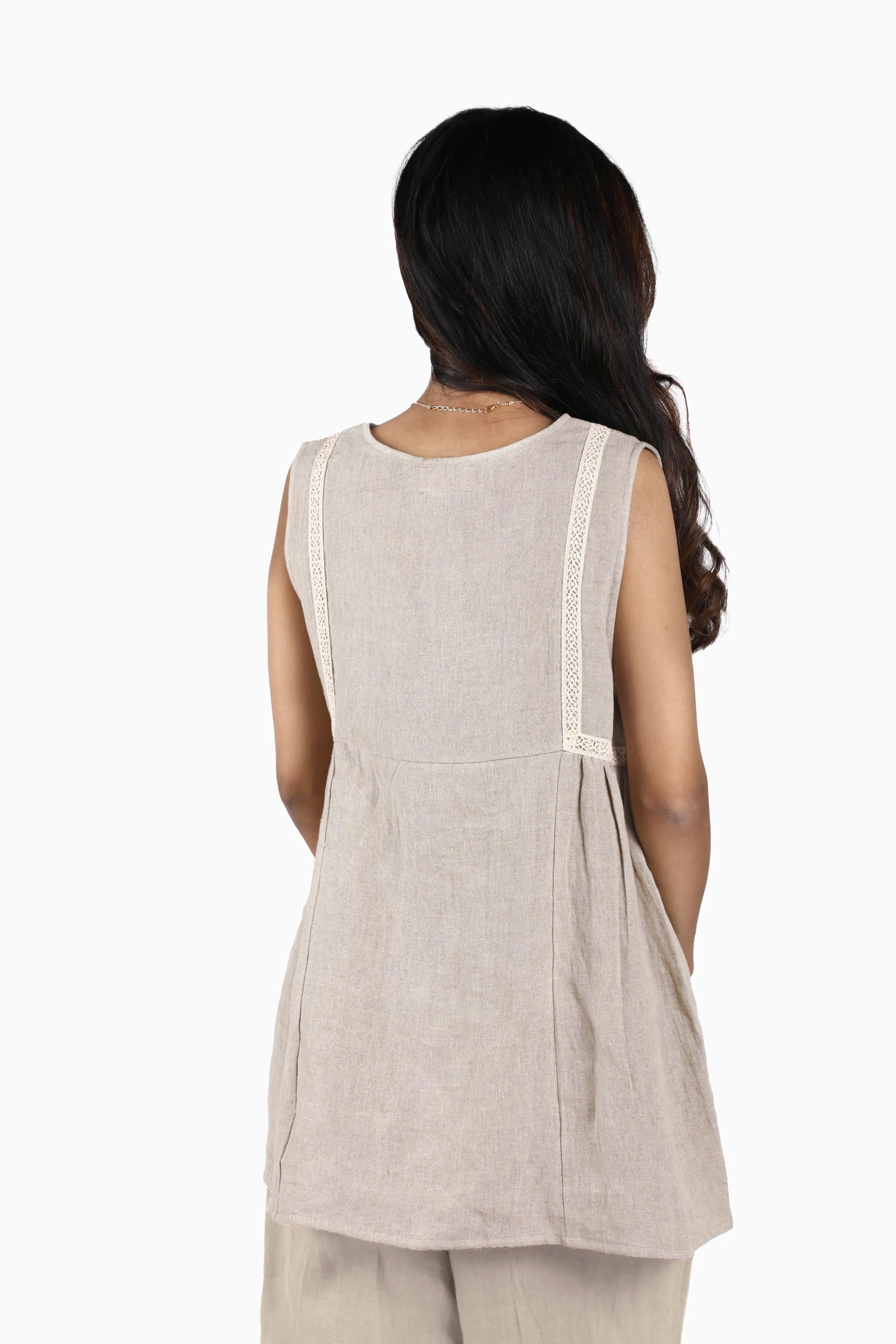Linen Crystal Top-Sage Green