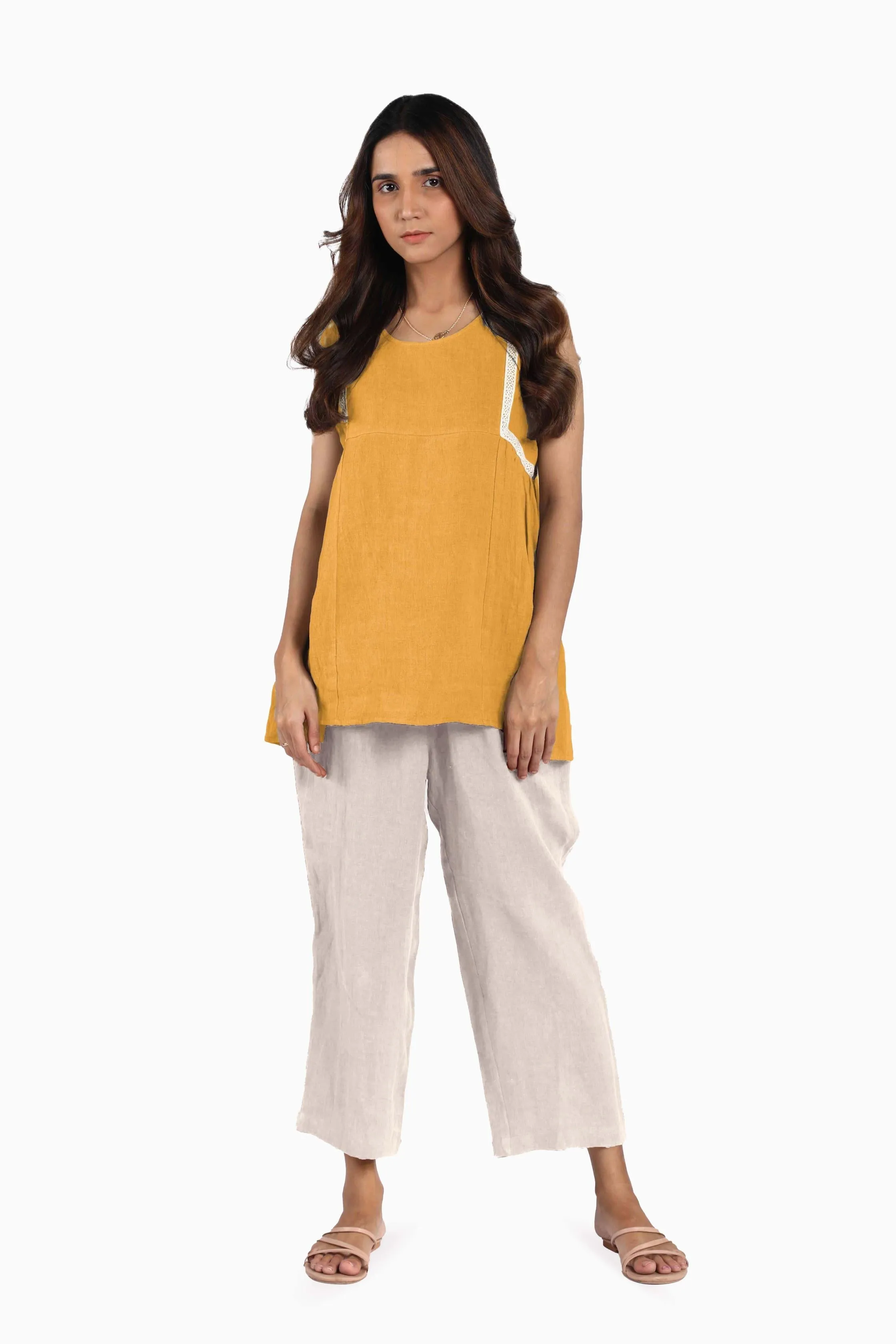Linen Crystal Top-Sage Green
