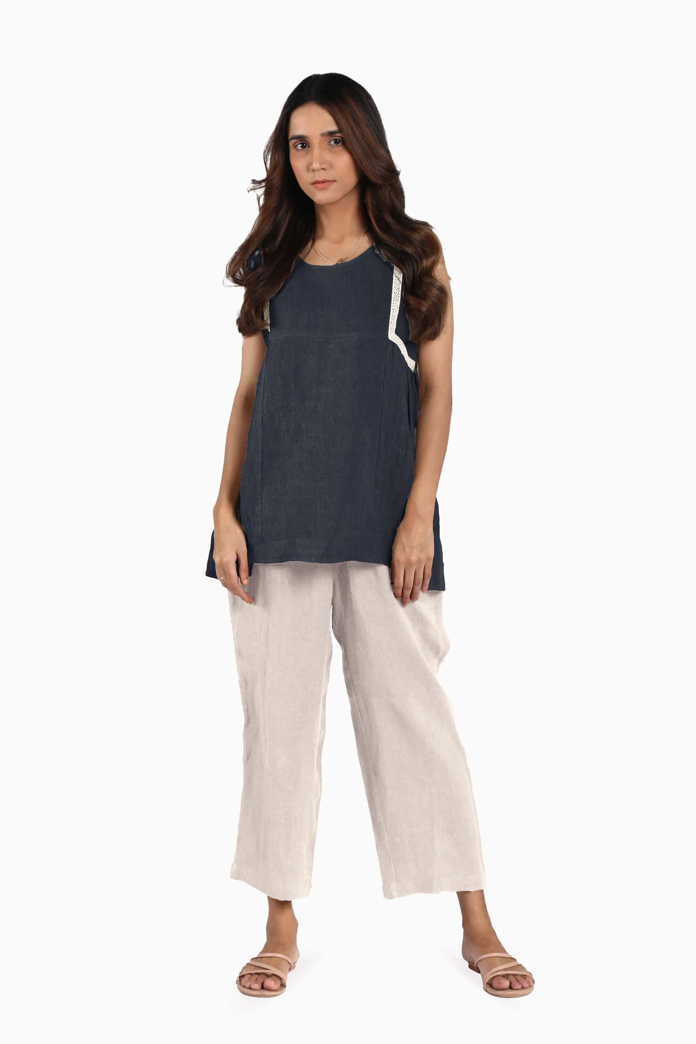Linen Crystal Top-Sage Green