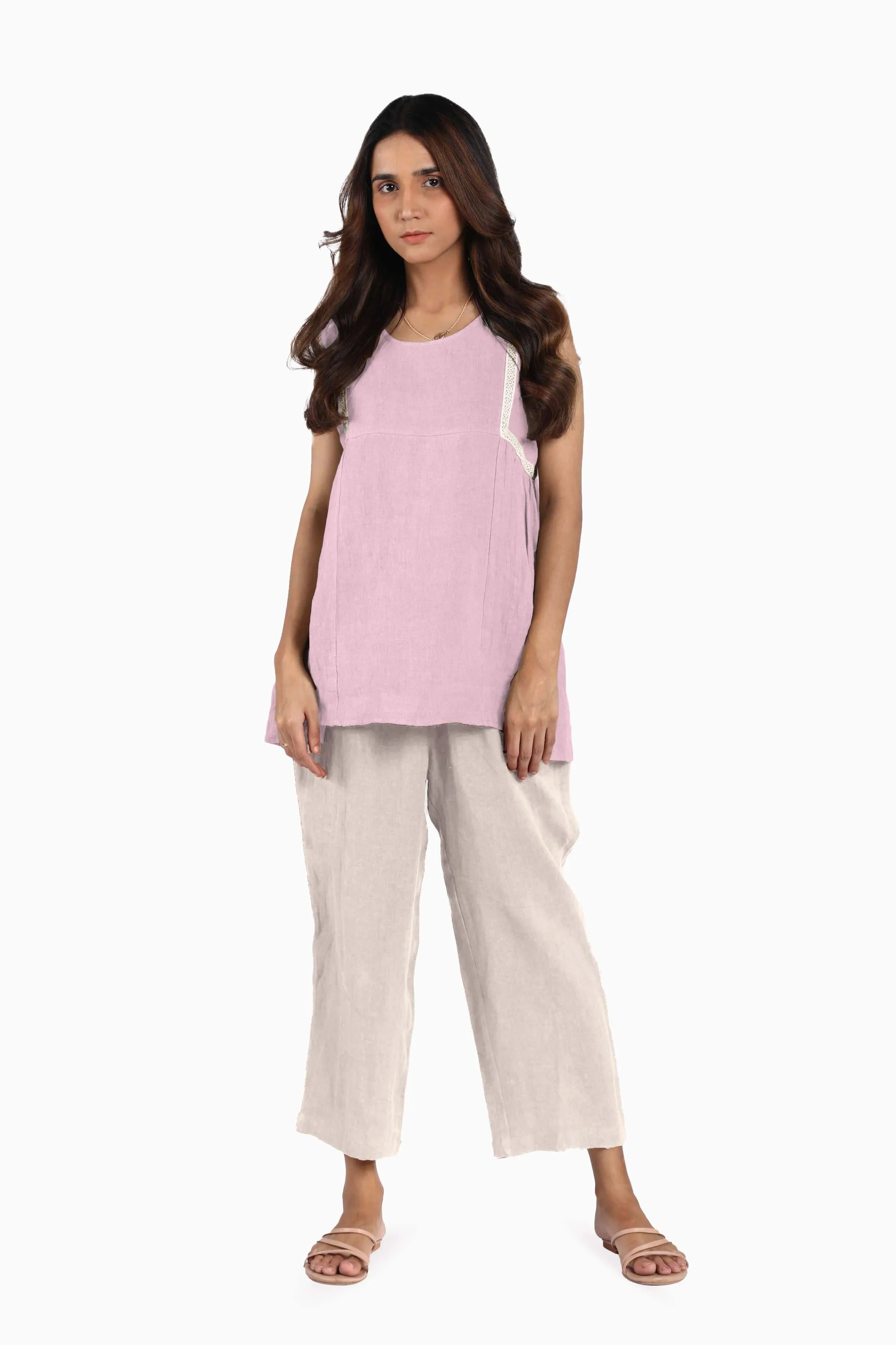 Linen Crystal Top-Sage Green