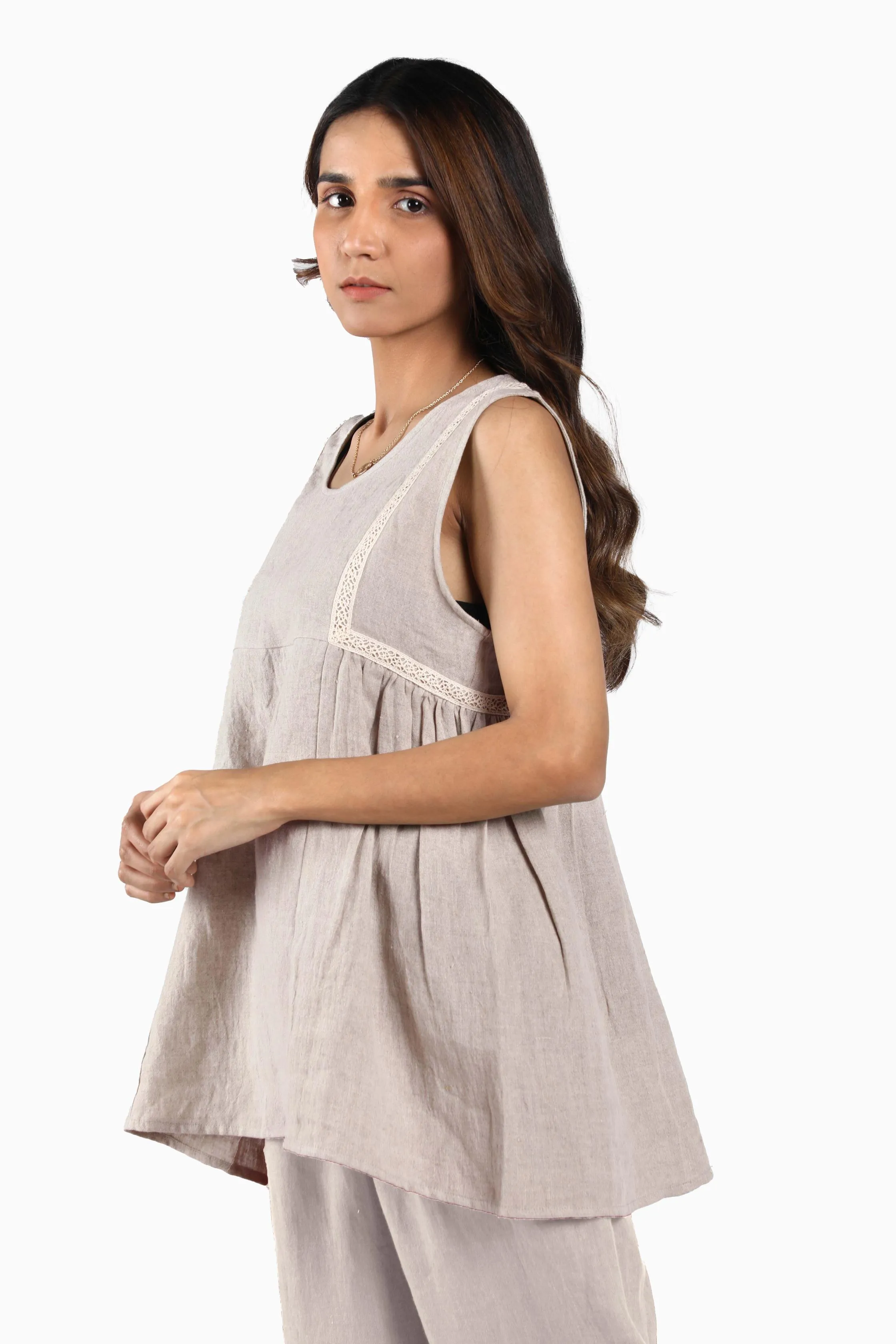 Linen Crystal Top-Sage Green