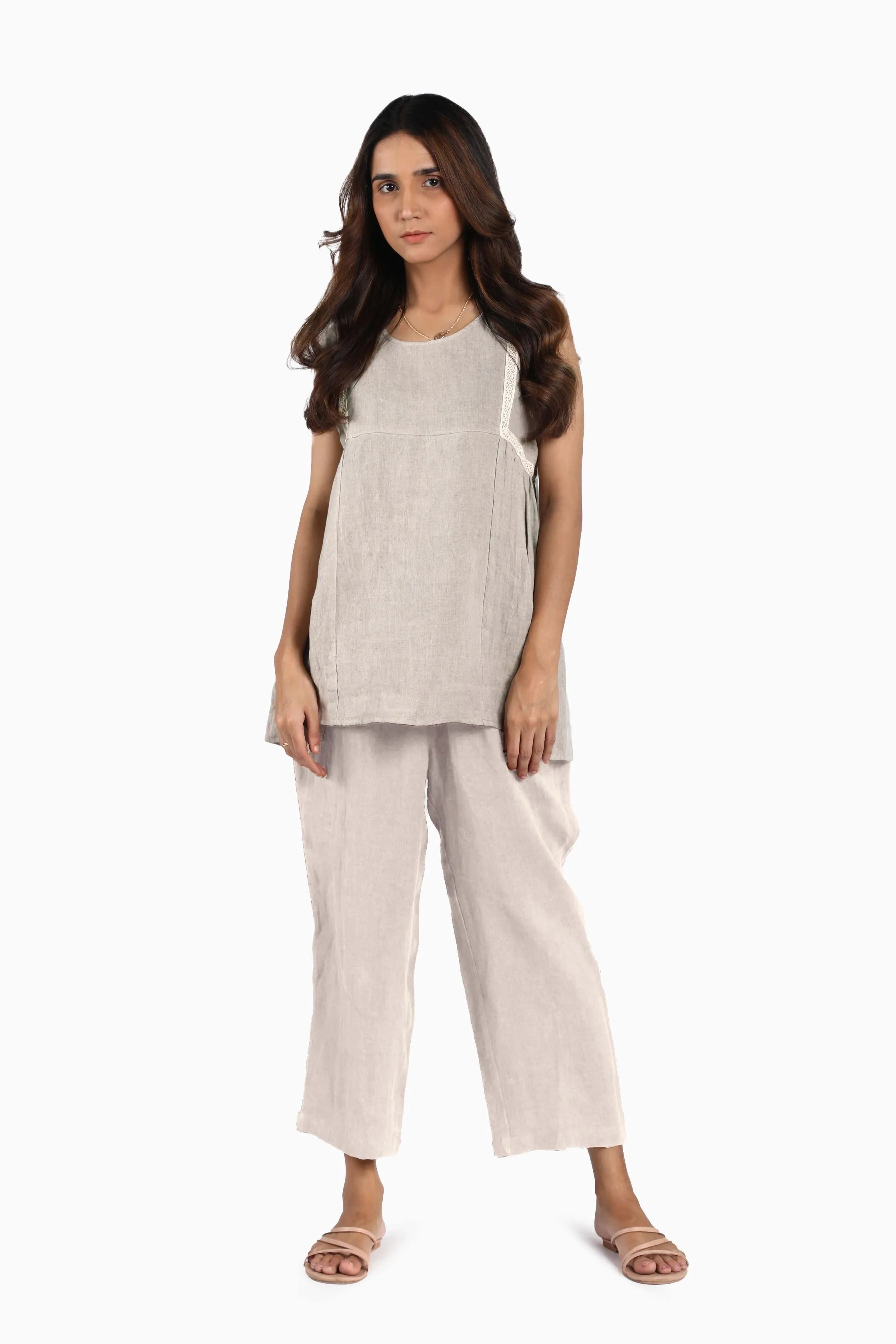 Linen Crystal Top-Sage Green