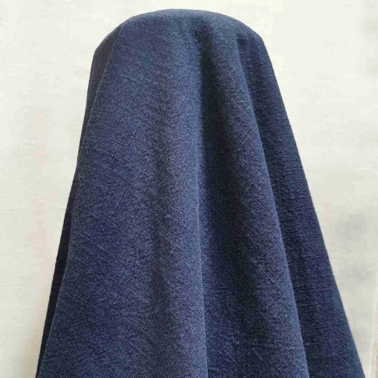 Linen Vintage Washer Finish, Navy - 1.82m remnant