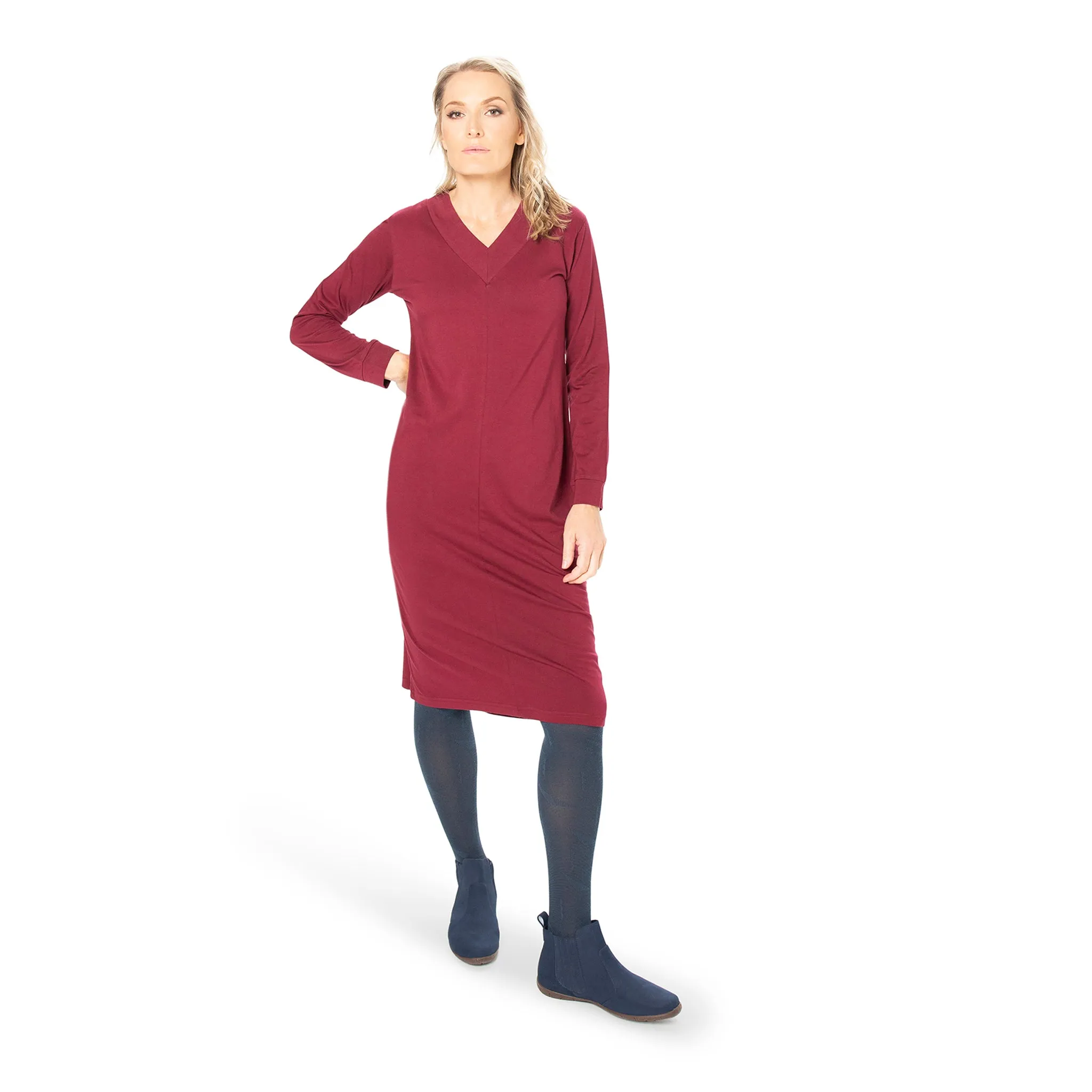 Long V-Neck Bamboo Dress