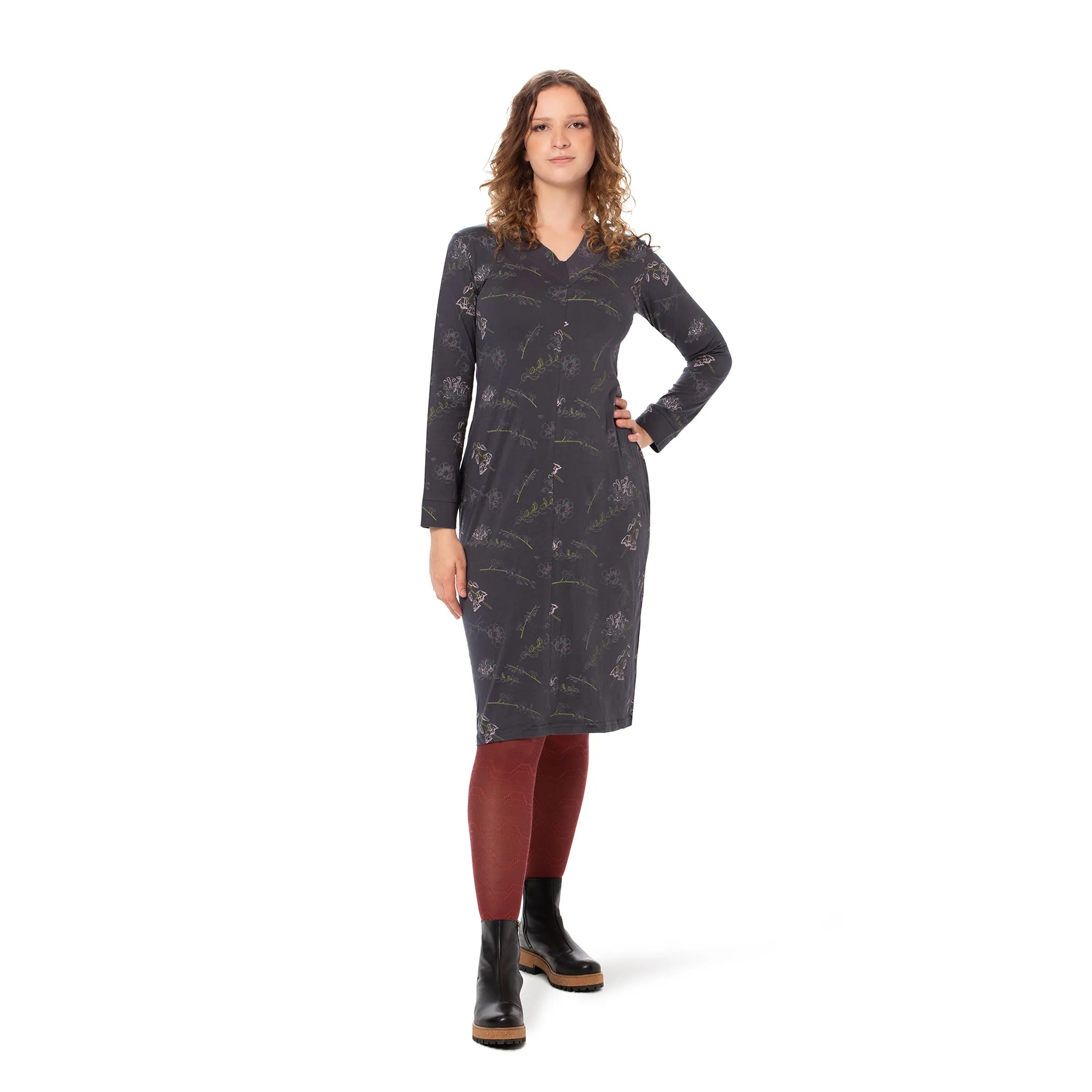 Long V-Neck Bamboo Dress