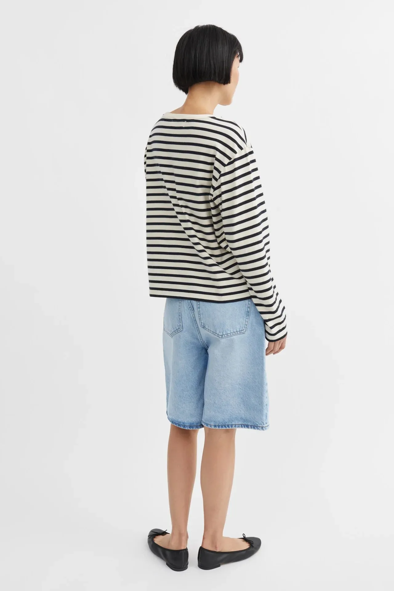 Loui Oversized Long Sleeve Top | Dark Navy & White Stripe