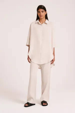 LOUNGE LINEN LONGLINE SHIRT