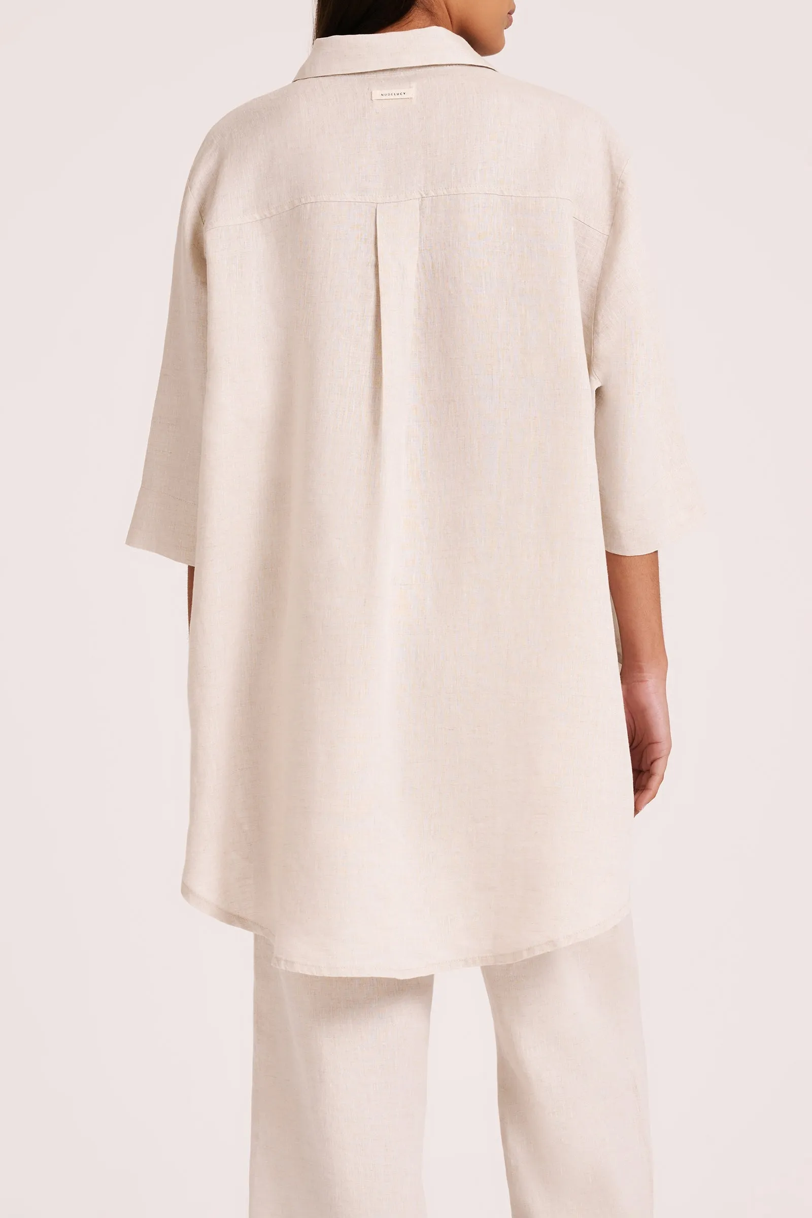 LOUNGE LINEN LONGLINE SHIRT