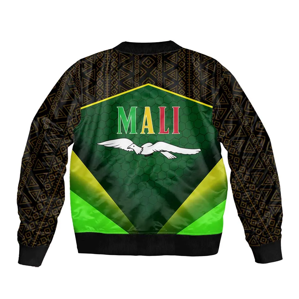 Mali Map Bomber Jacket Vulture in Gliding Flight - African Patterns Design TS04