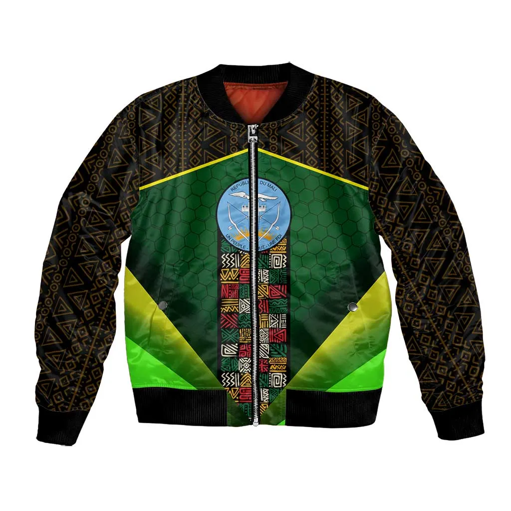 Mali Map Bomber Jacket Vulture in Gliding Flight - African Patterns Design TS04