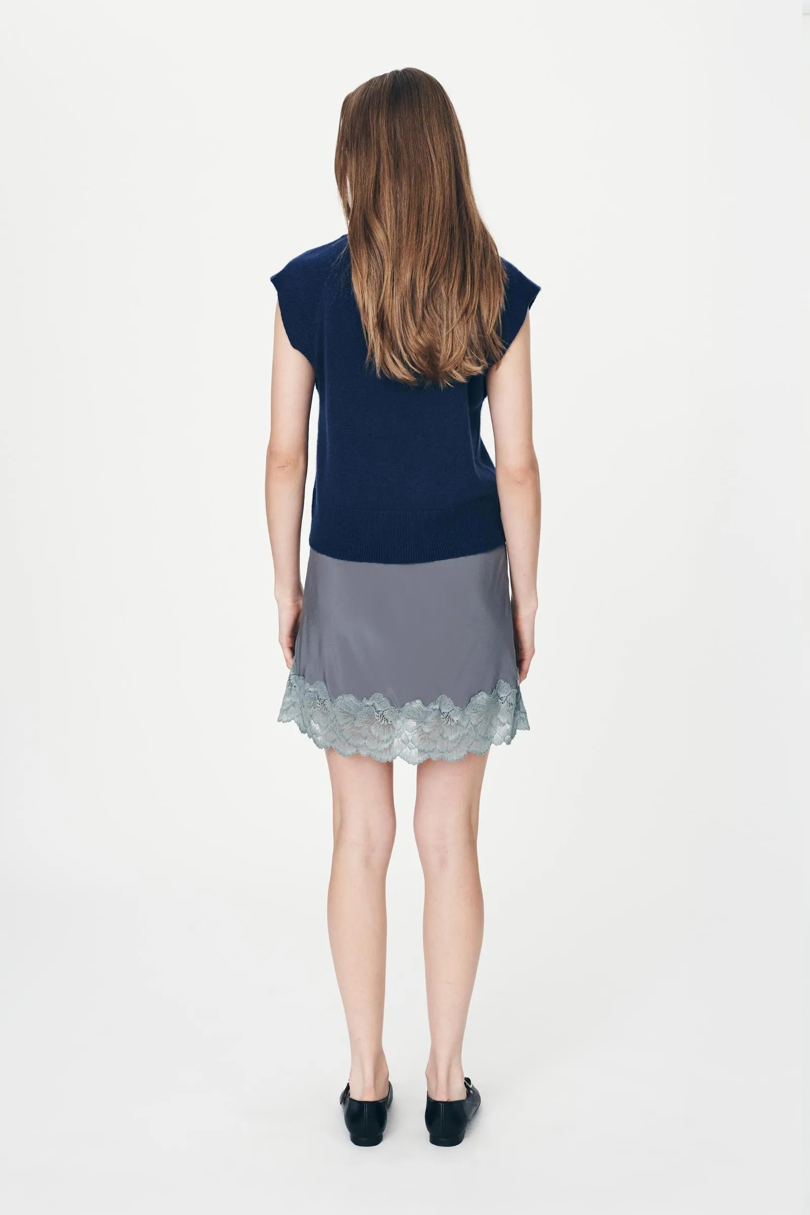 Marina Silk Mini Skirt in Dove Grey