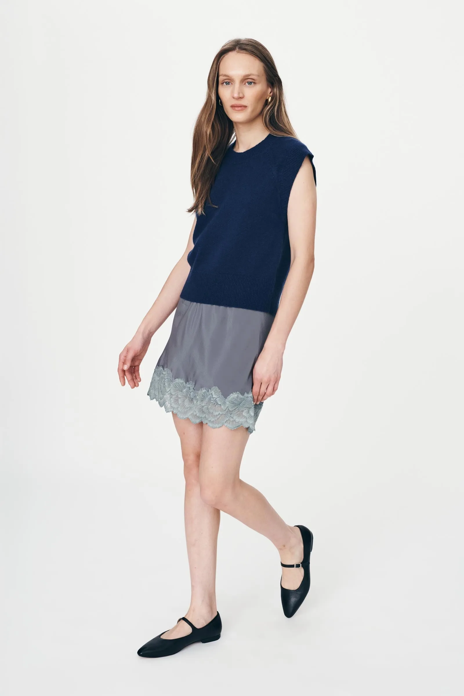 Marina Silk Mini Skirt in Dove Grey