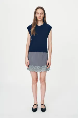 Marina Silk Mini Skirt in Dove Grey