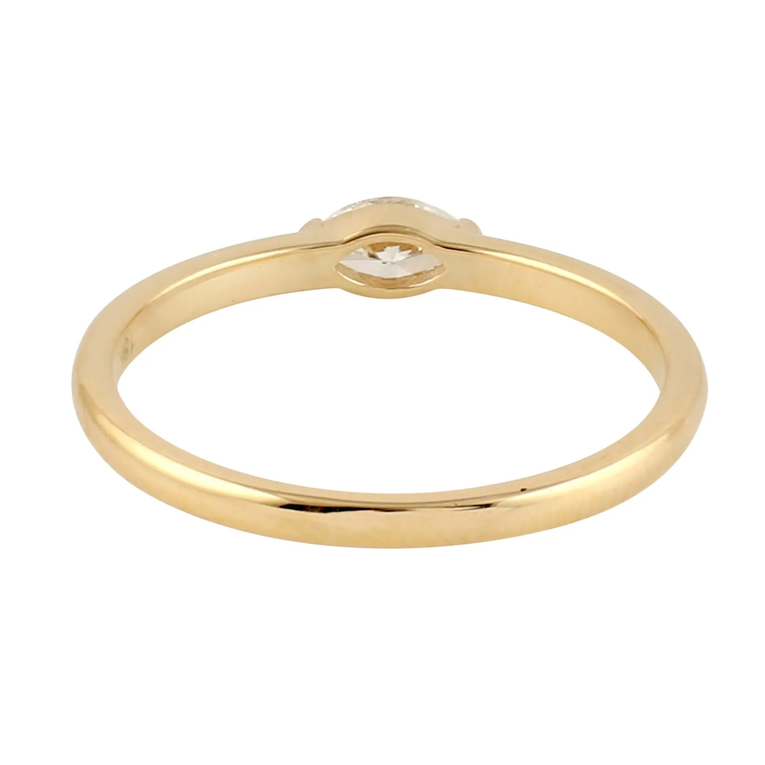 Marquise Cut Diamond Solitaire Sleek Band Ring In 18K Yellow Gold