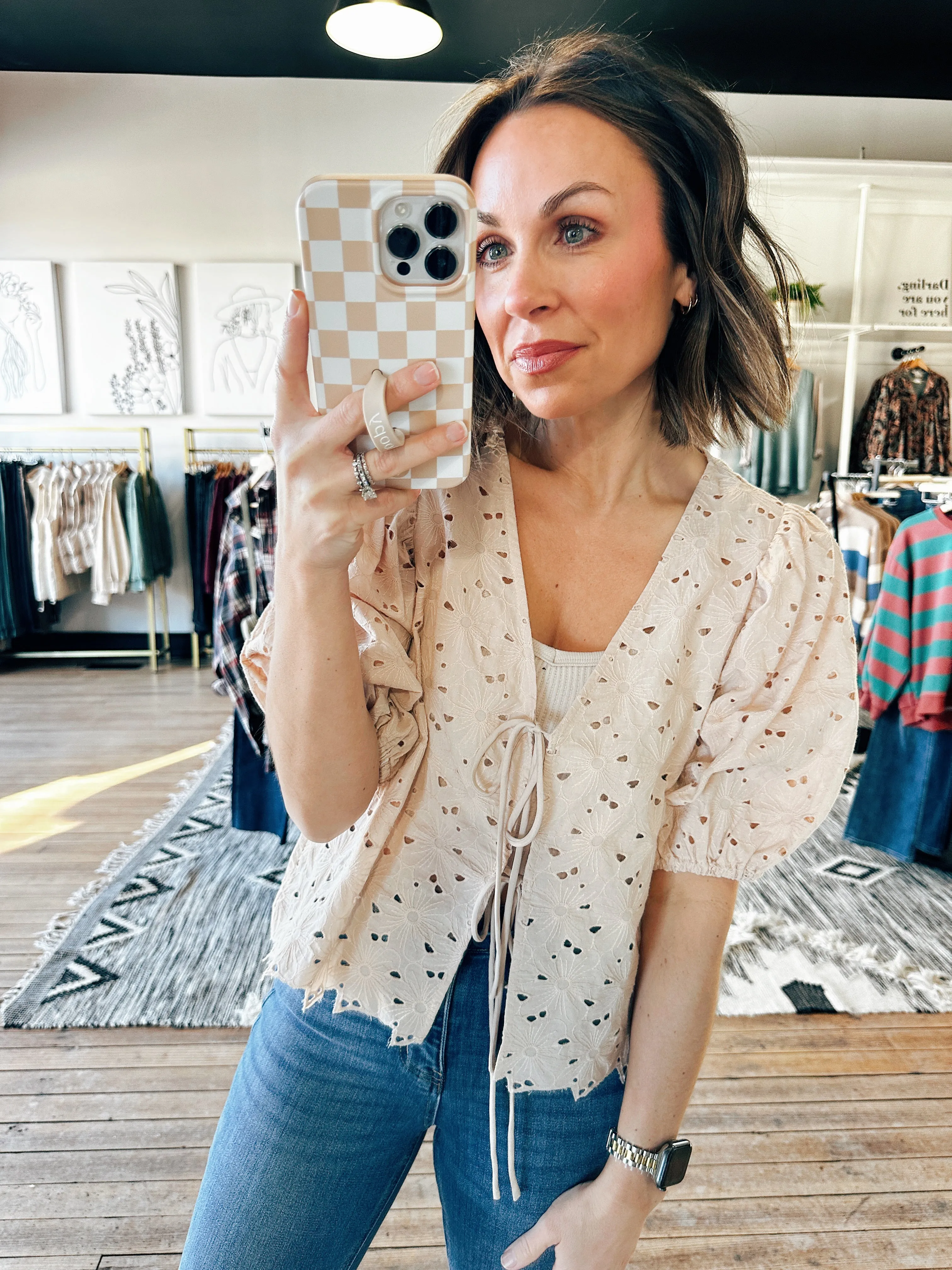 Meadow Bliss Eyelet Blouse-2 Colors