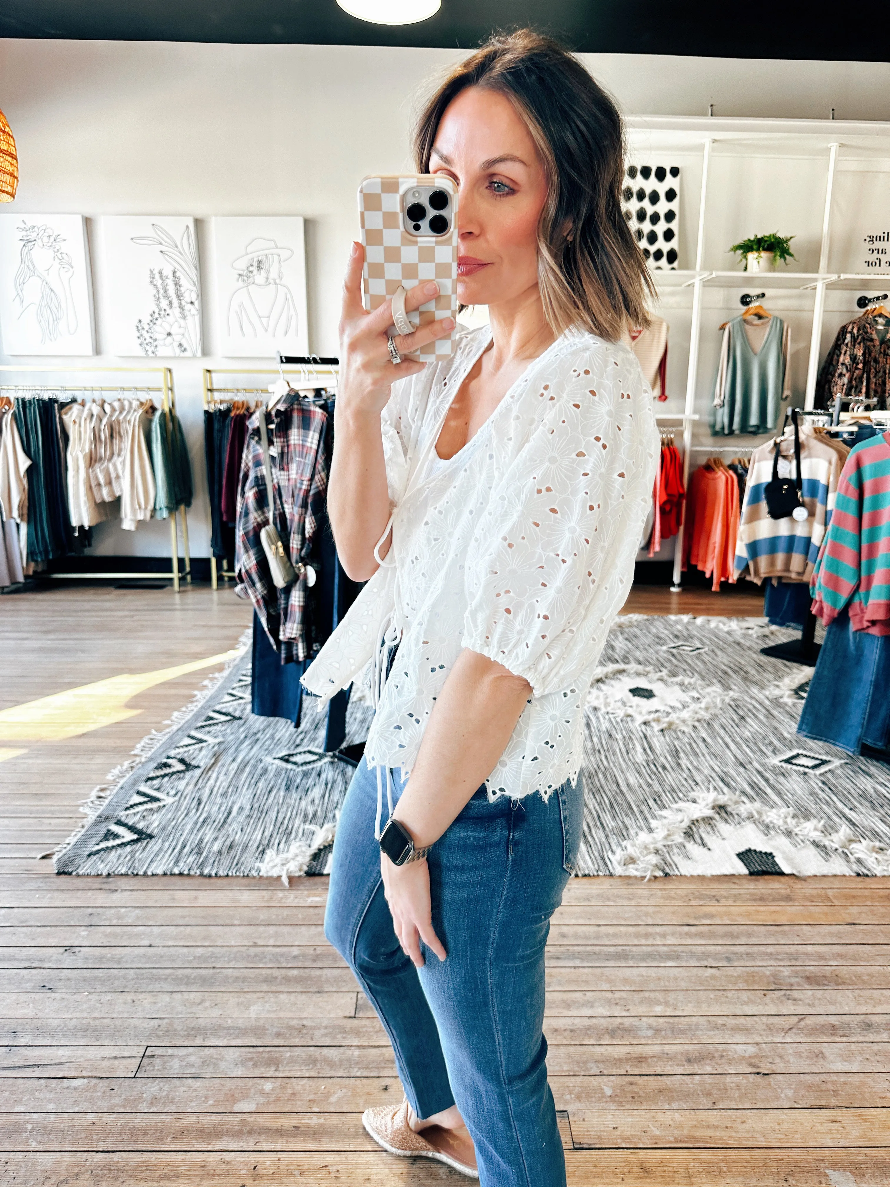 Meadow Bliss Eyelet Blouse-2 Colors