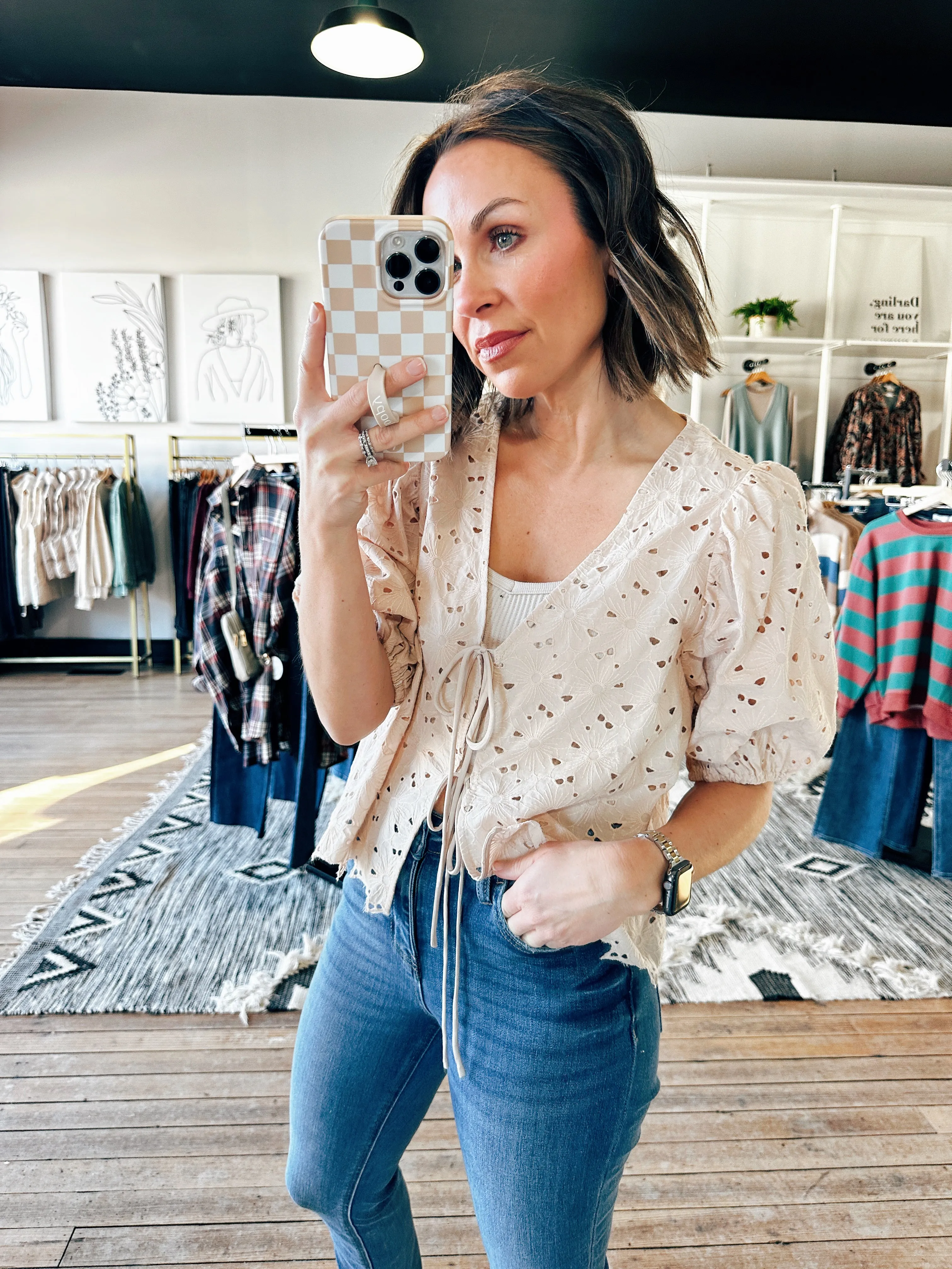 Meadow Bliss Eyelet Blouse-2 Colors