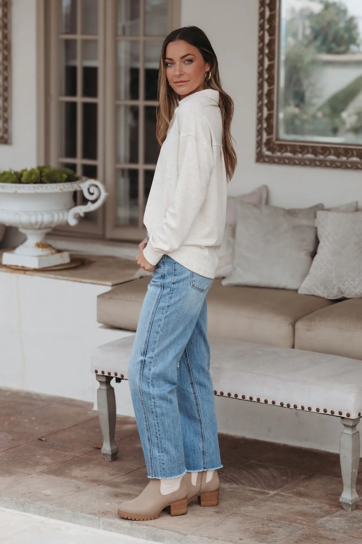 Medium Stone Wash Distressed 90's Boyfriend Jeans - FINAL SALE