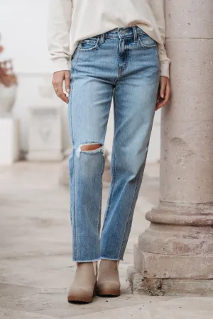 Medium Stone Wash Distressed 90's Boyfriend Jeans - FINAL SALE