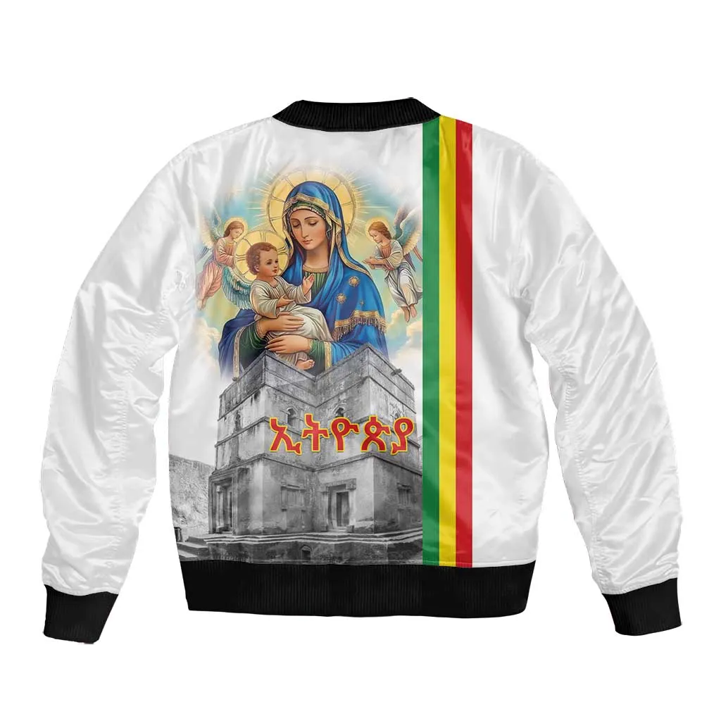 Melkam Gena Ethiopia Bomber Jacket Saint Mary Lalibela Churches LT15