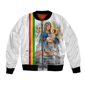 Melkam Gena Ethiopia Bomber Jacket Saint Mary Lalibela Churches LT15