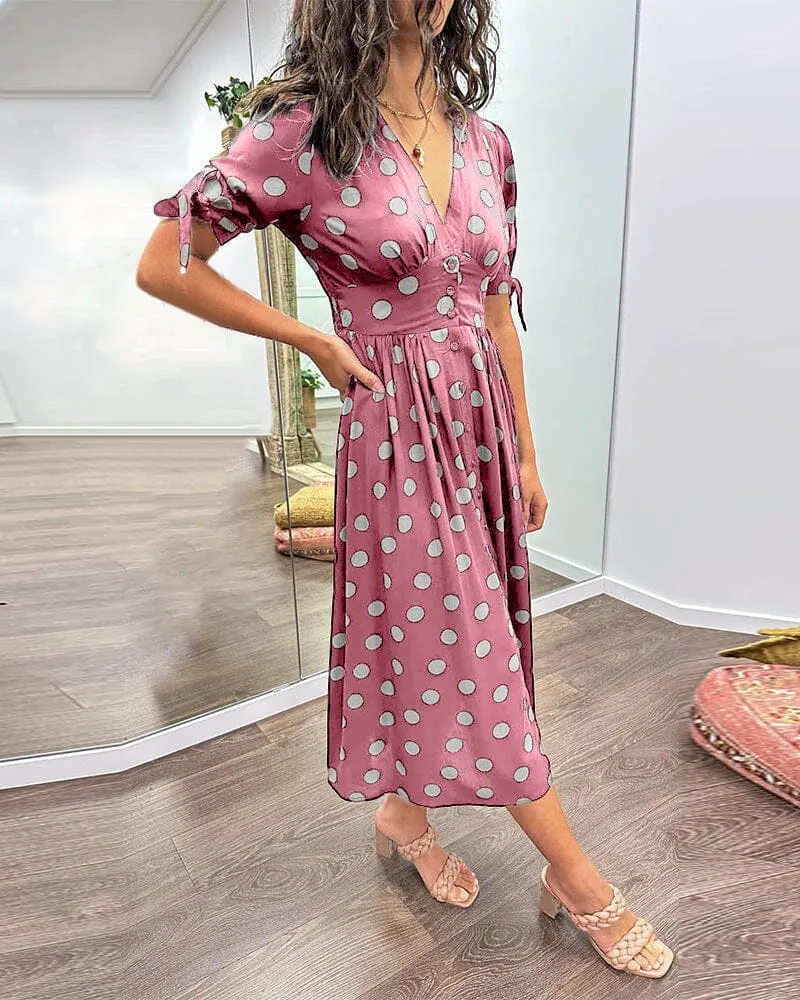 Melody - Polka Dots V-Neck Dress