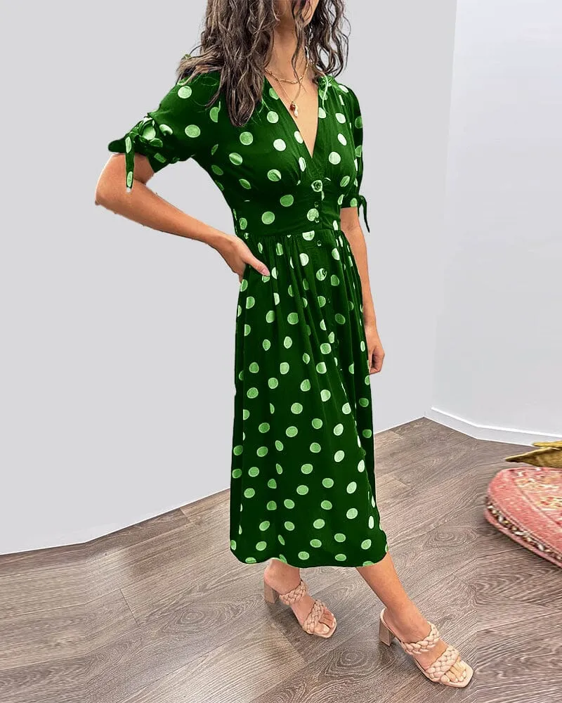 Melody - Polka Dots V-Neck Dress