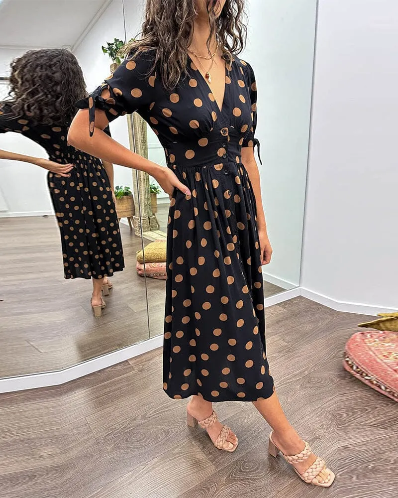 Melody - Polka Dots V-Neck Dress