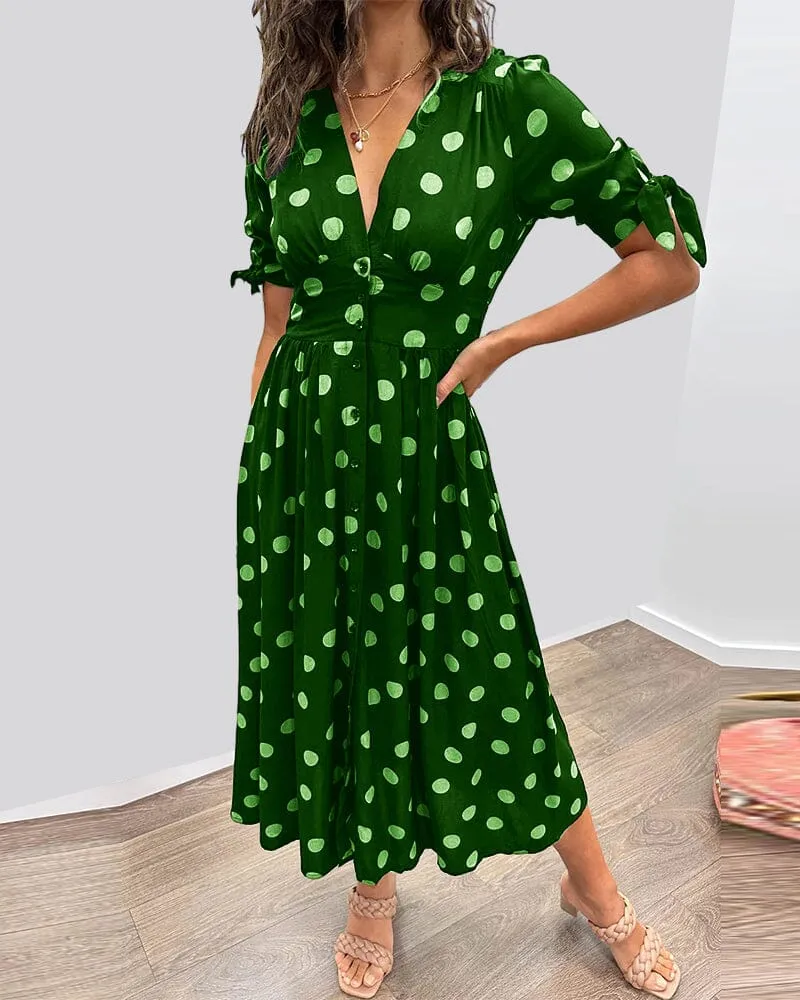 Melody - Polka Dots V-Neck Dress
