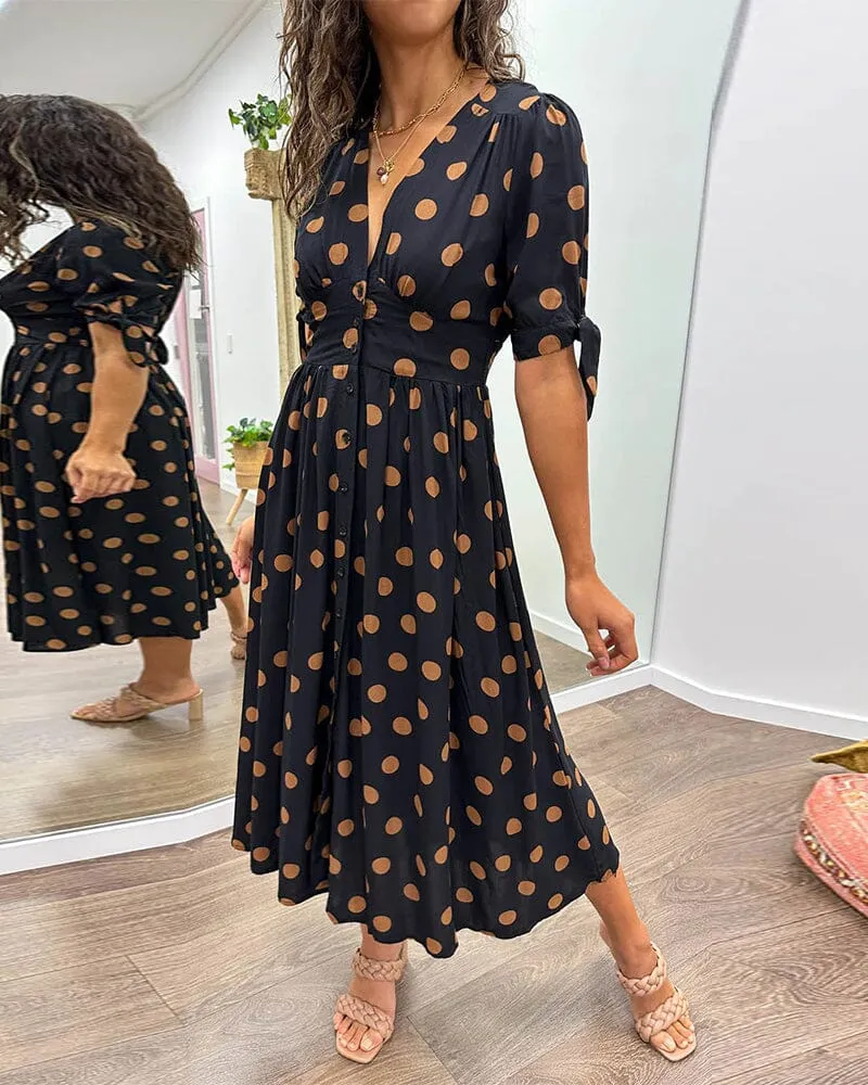 Melody - Polka Dots V-Neck Dress