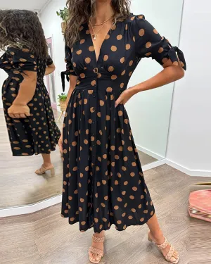 Melody - Polka Dots V-Neck Dress