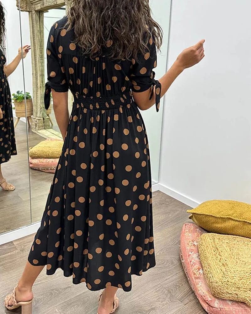 Melody - Polka Dots V-Neck Dress