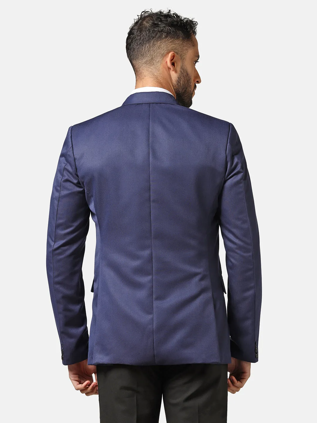 Men Blue Solid Blazer