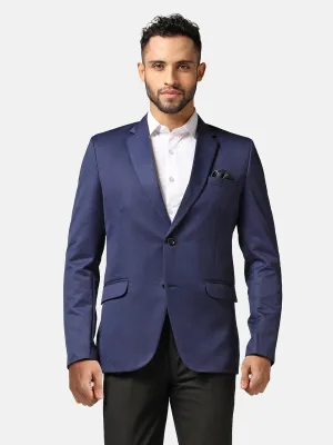 Men Blue Solid Blazer