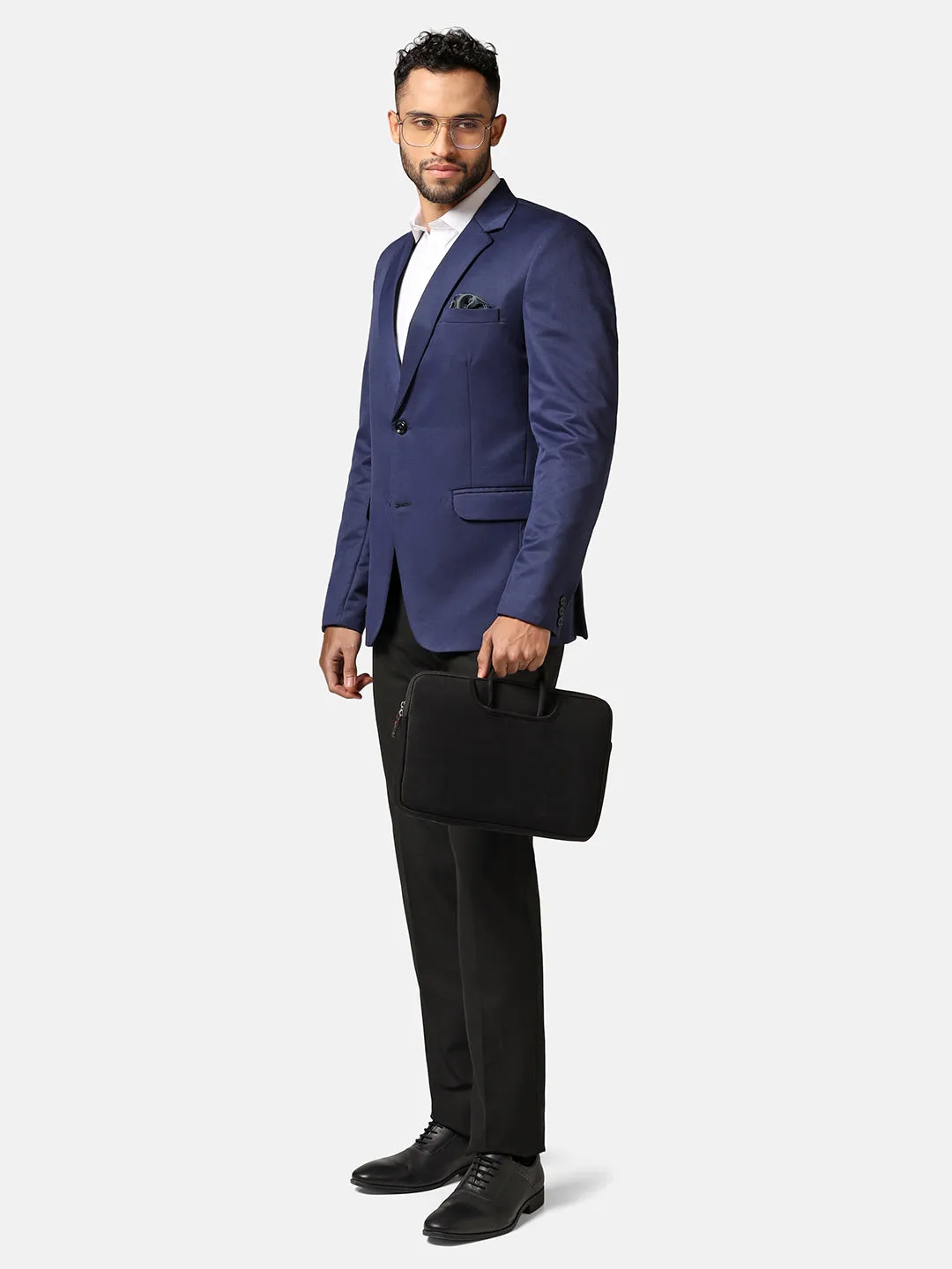 Men Blue Solid Blazer
