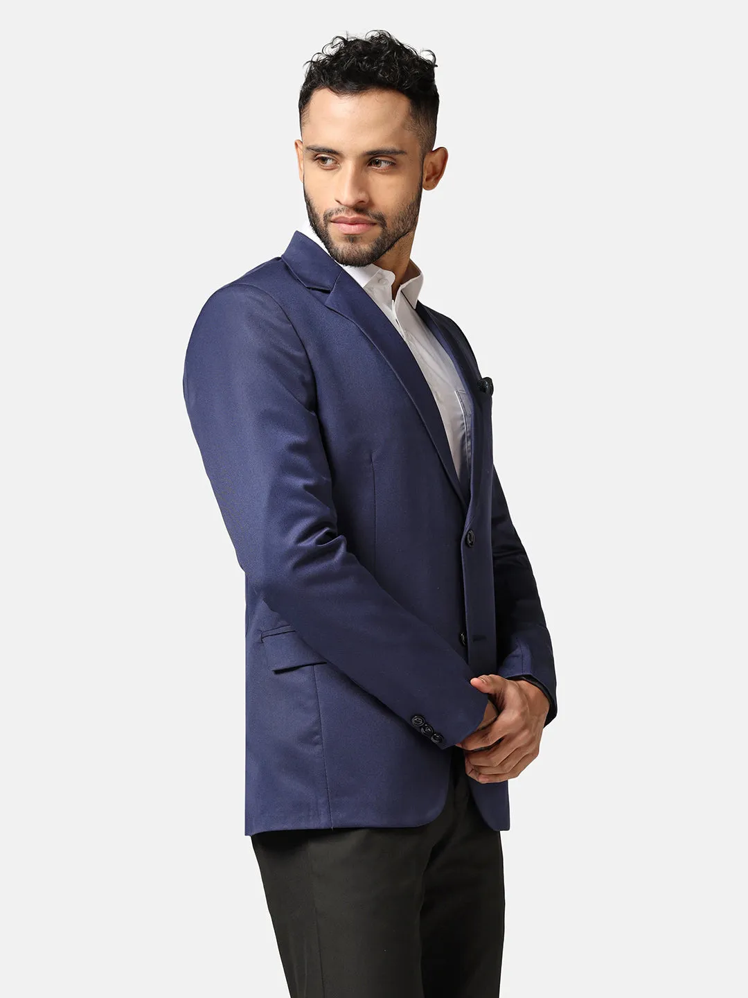 Men Blue Solid Blazer