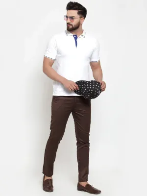 Men'S Brown Solid Formal Trousers