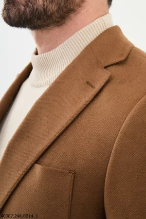 Men's Brown Textured Slim Fit Blazer