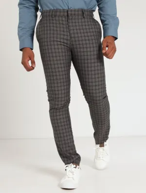 Men's Slim Check Trouser - Charcoal